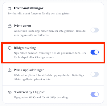 Slå på Bildgranskning i inställningarna
