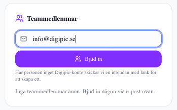 Skriv in e-postadressen och tryck Bjud in