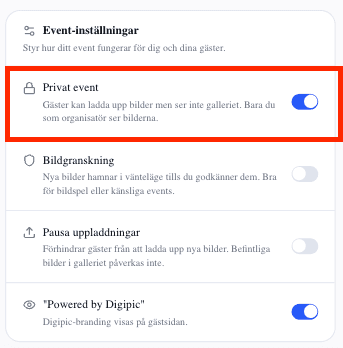 Kombinera med privat event om du vill